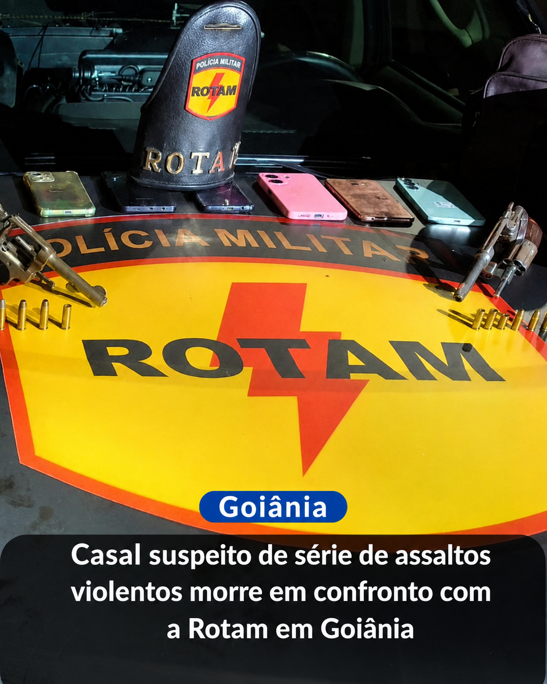 Casal suspeito de série de assaltos morre em confronto com a Rotam em Goiânia
